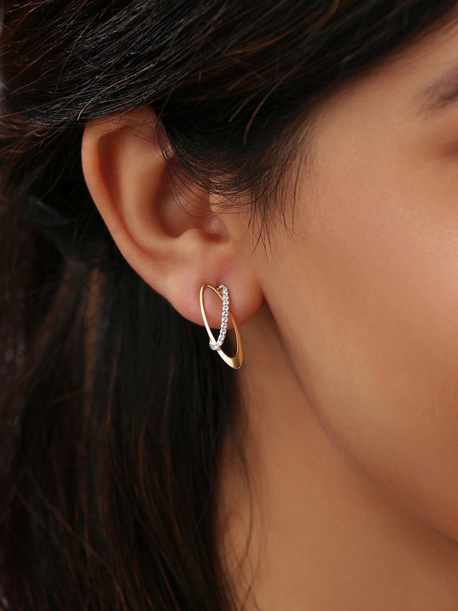 Mia by Tanishq Aurora Beauties 14k Gold & Diamond Stud Earrings