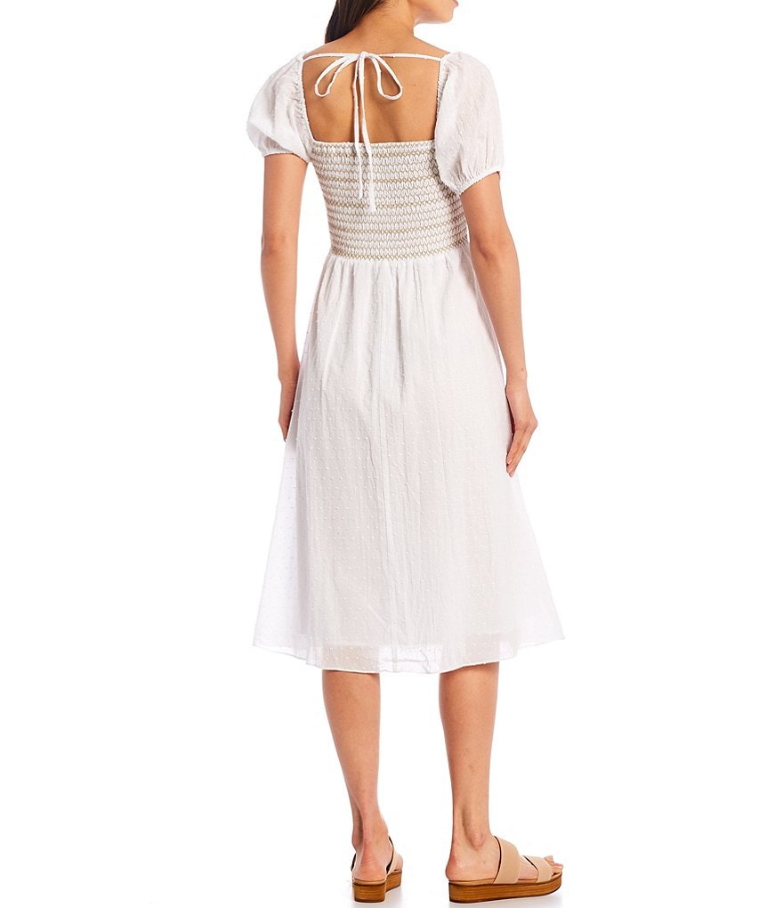 Lucy Paris Meadow Square Neck Short Blouson Sleeve Smocked Dress