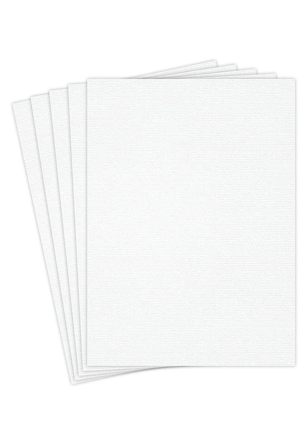 Blank Heavyweight White Linen Textured Cardstock, 8 1/2  X 11  Inches Card Stock | 50 Sheets per Pack