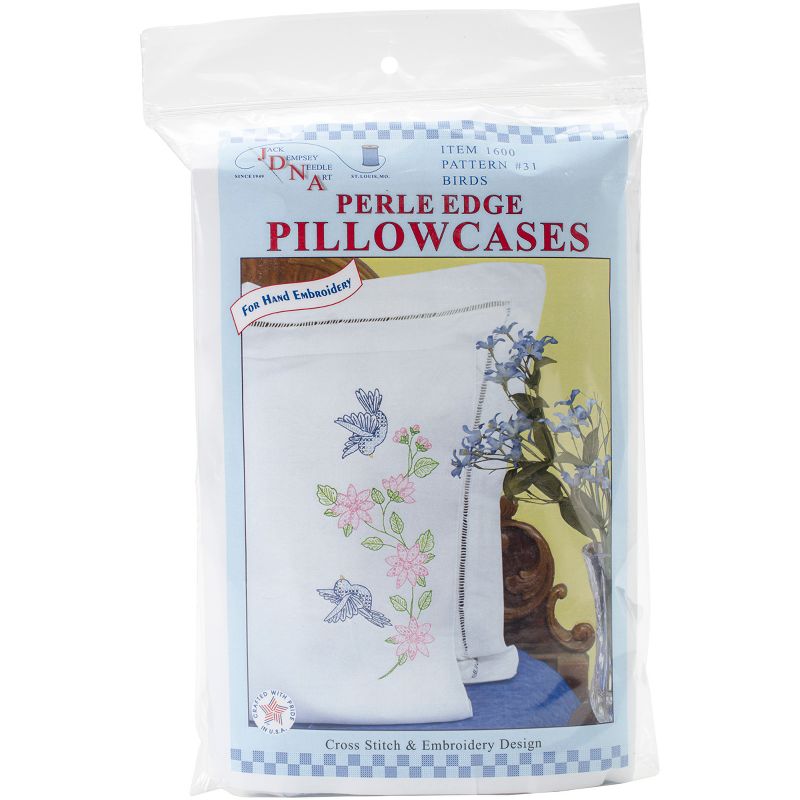 Jack Dempsey Stamped Pillowcases W/White Perle Edge 2/Pkg-Birds