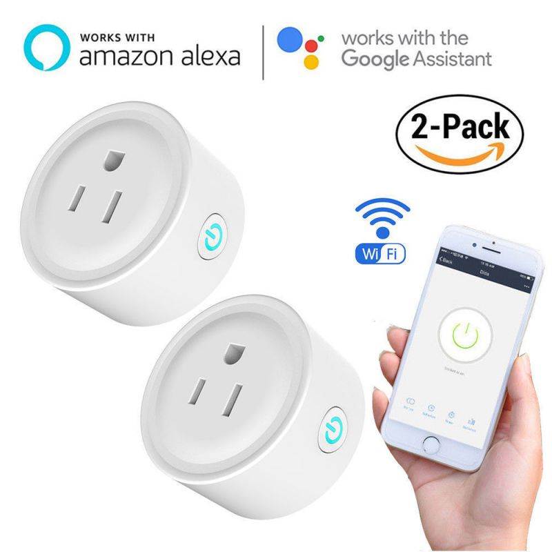 2 Pack Mini Wifi Smart Plug Power Socket Timer Outlet Remote Control