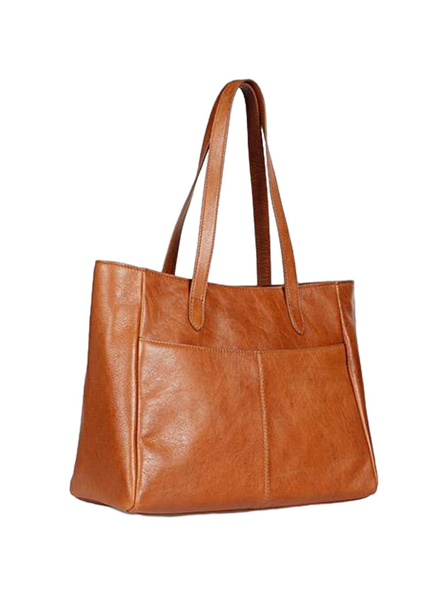 Favore Brown Solid Medium Tote Handbag