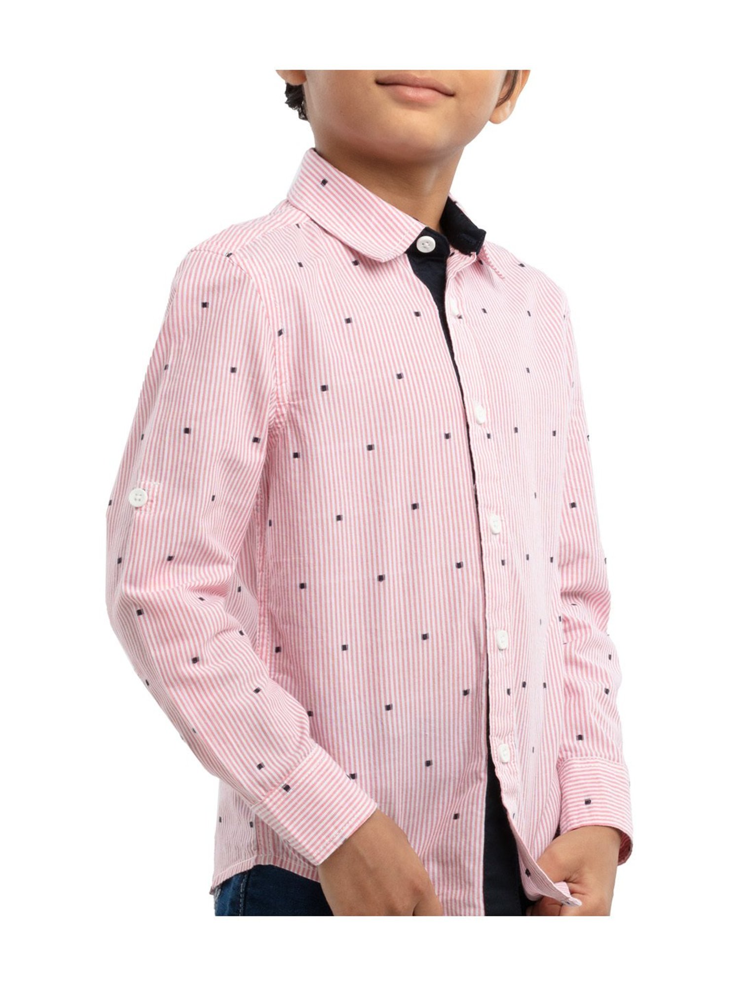 Under Fourteen Only Kids Pink Printed Full Sleeves Shirt
