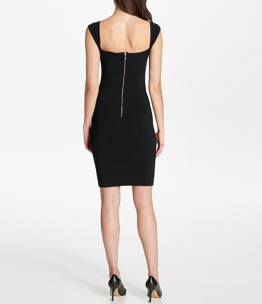 Laundry by Shelli Segal Ruffle Front Stretch Crepe Faux Wrap Dress