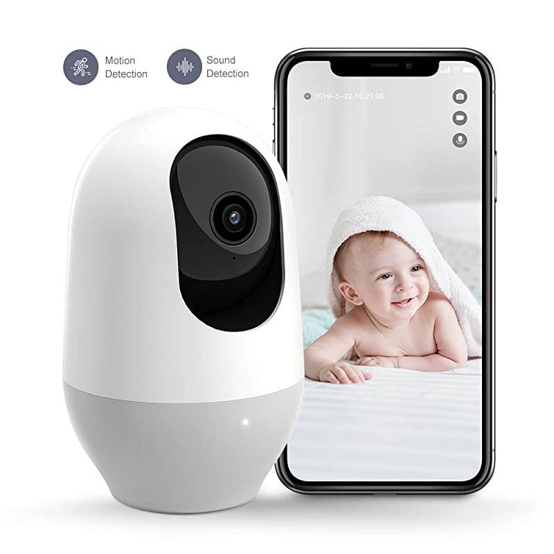 Baby Monitor, WiFi Pet Camera Indoor, 360-degree Wireless IP Nanny Camera, 1080P Home Security Camera, Motion Tracking, IR Night Vision, Works with Alexa, Two-Way Audio