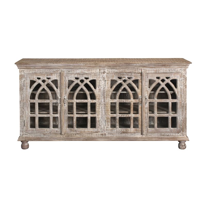 Chancel 4 Door Media Credenza TV Stand for TVs up to 76" White - Treasure Trove Accents