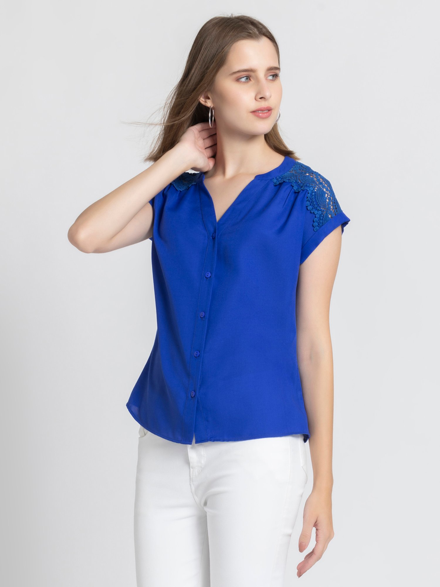 SHAYE Blue Regular Fit Top