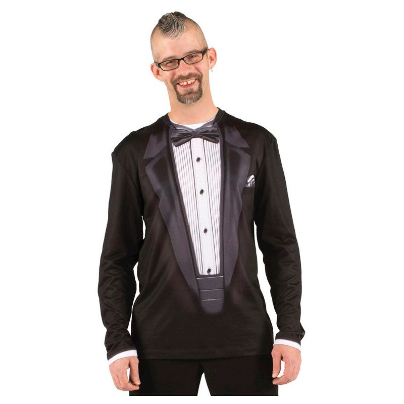 Men's Black Tuxedo Costume Shirt - S