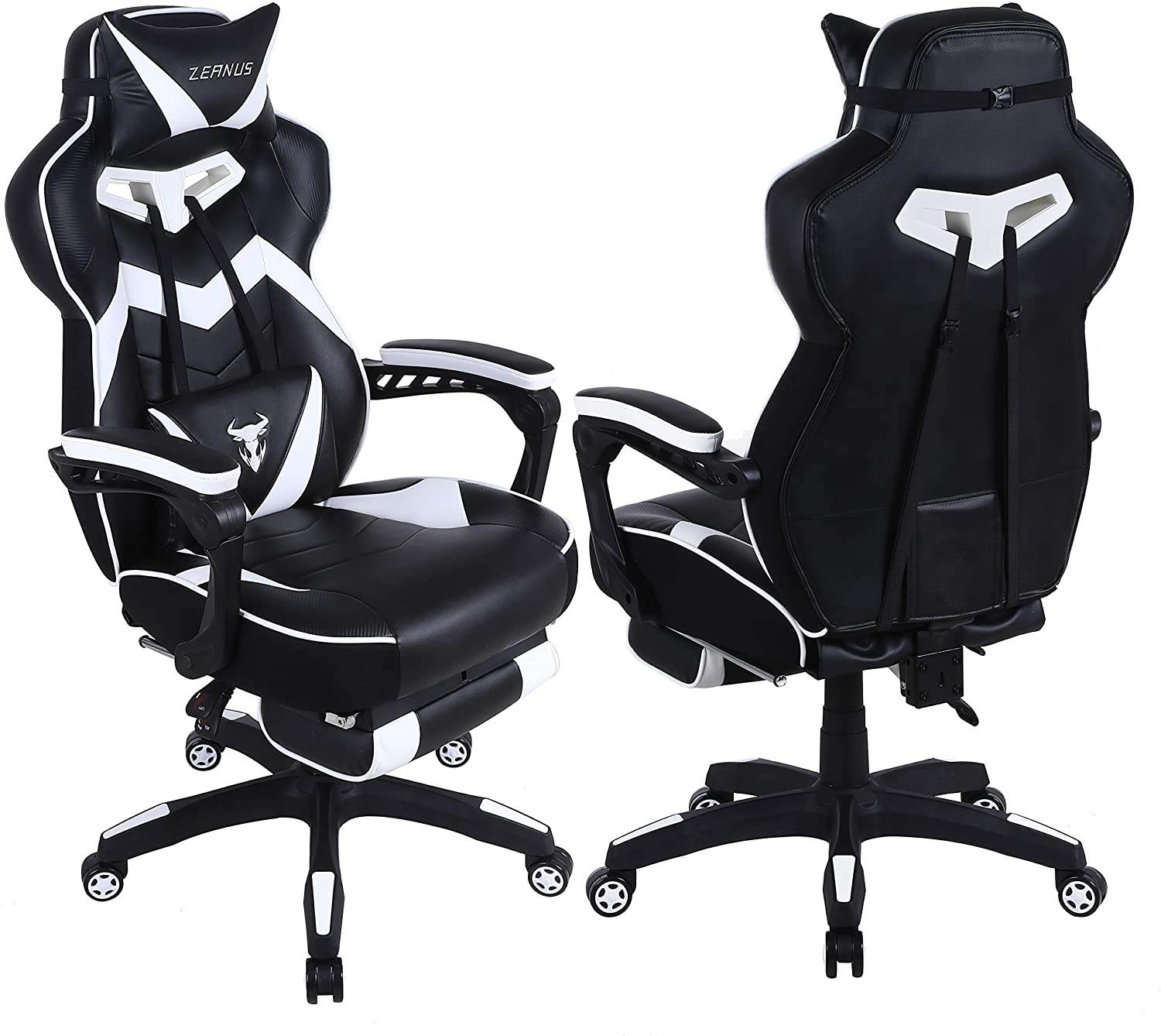 Zeanus Gaming Chair for Adults Green, Gaming Chair with Footrest, Massage Computer Gaming Chair, Reclining Gaming Desk Chair, Big and Tall Video Gaming Chair, Racing Style Chair, E-Sports Gamer Chair