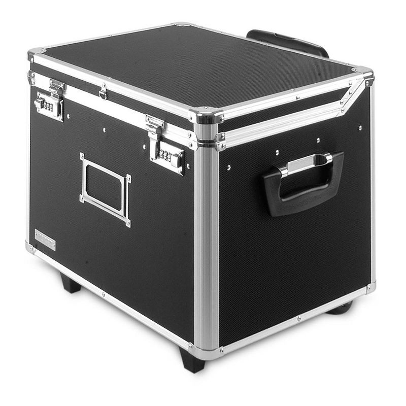 Vaultz Mobile File Chest with Combination Lock and Handle - Black