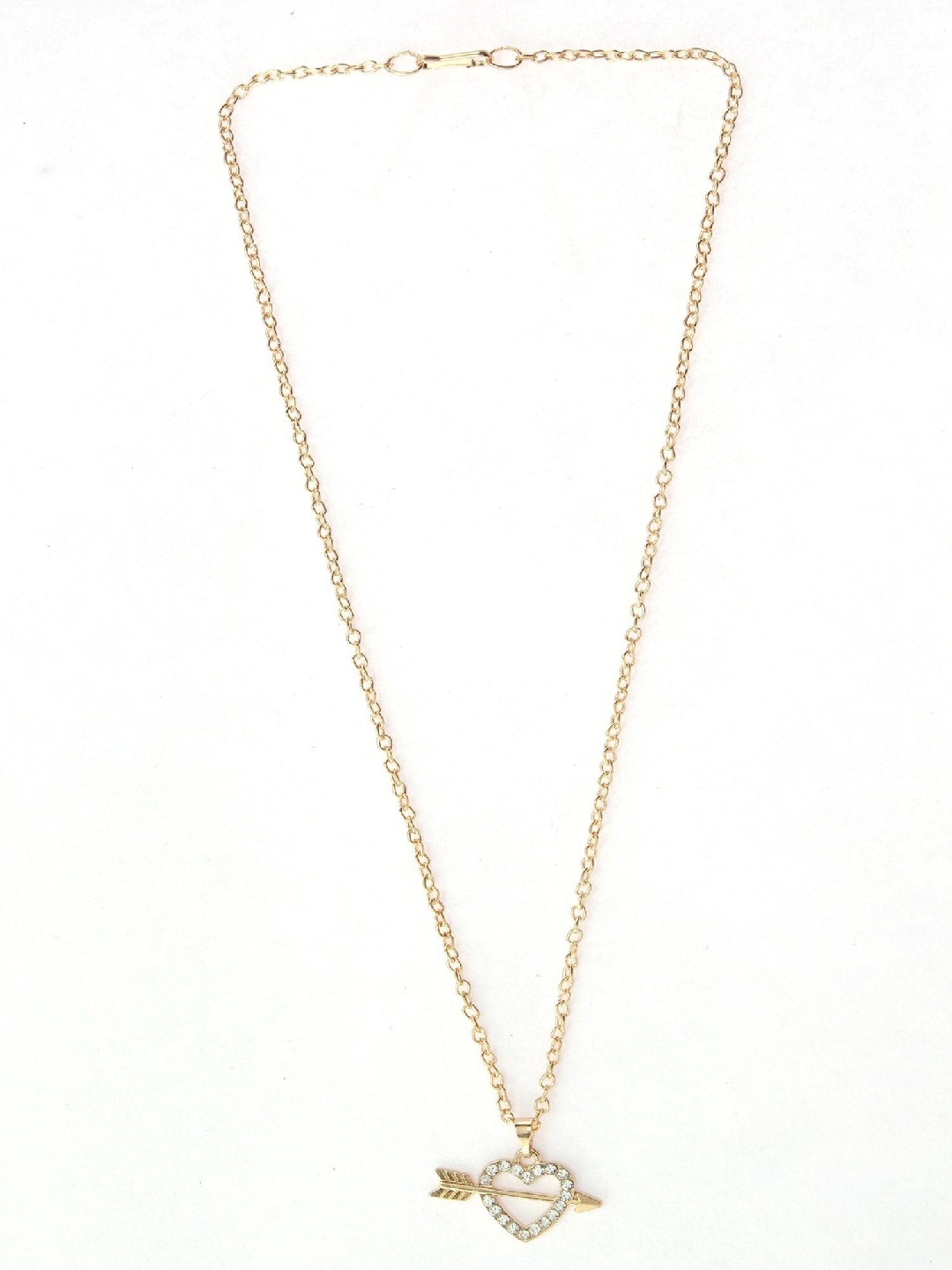 Jewelz Trendsetting Gold Western Necklace With Delicate Heart Hanging Charm for Women