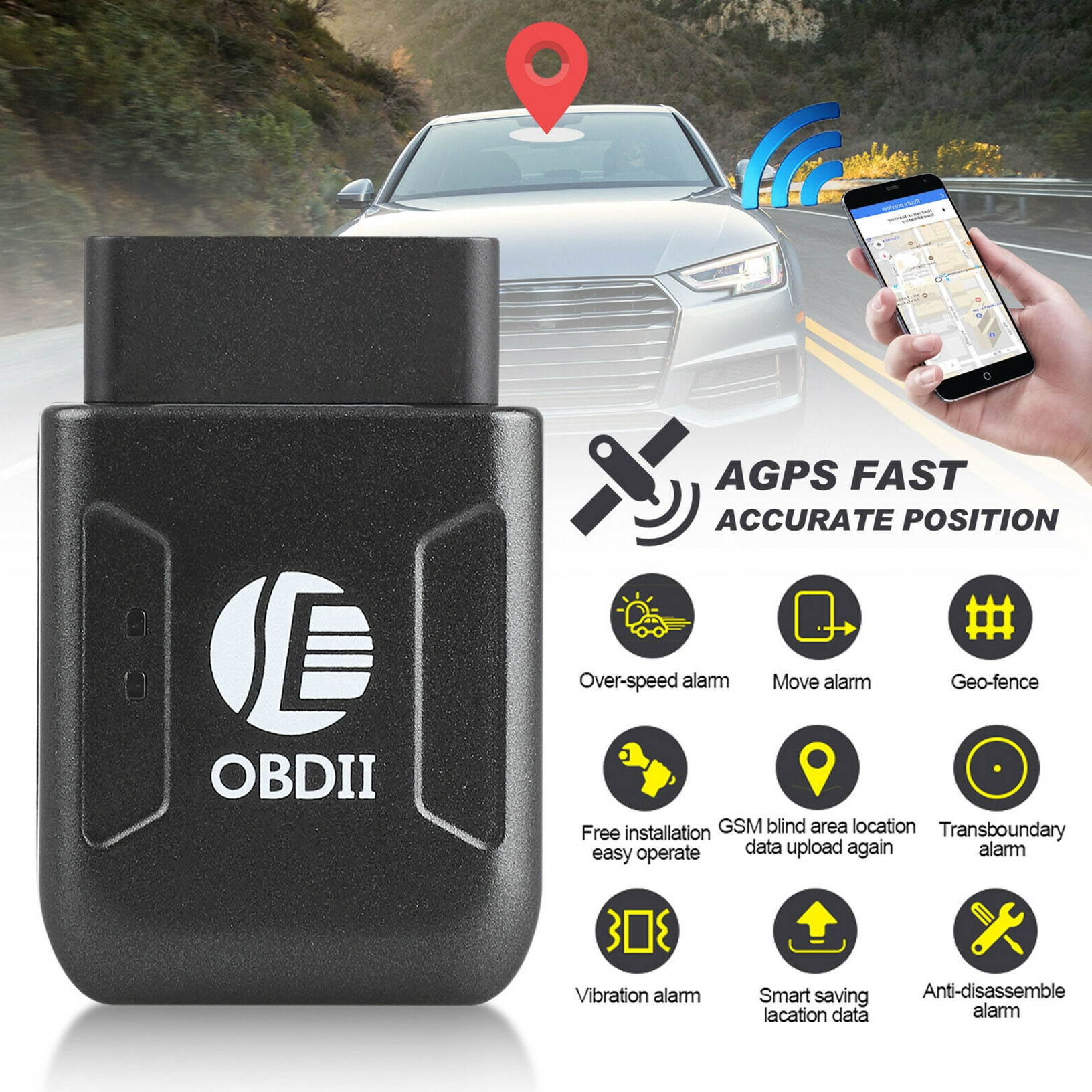 Mini OBD II OBD2 Car Vehicle GPS GSM GPRS Realtime Tracker Spy Tracking Device