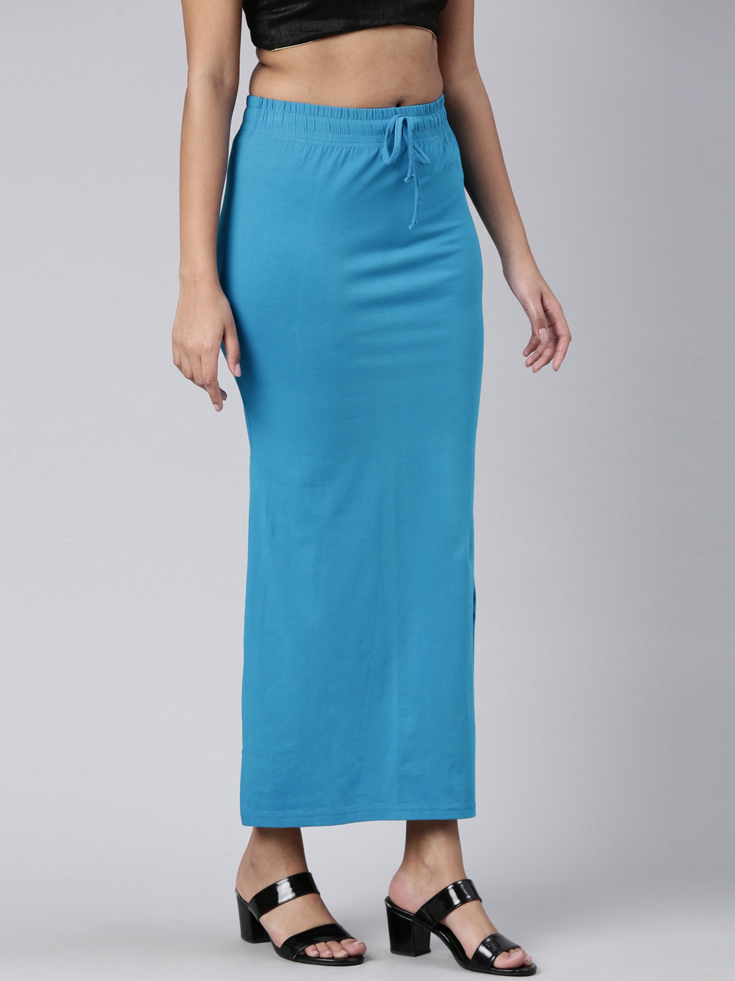 JCSS Blue Cotton Saree Shapewear