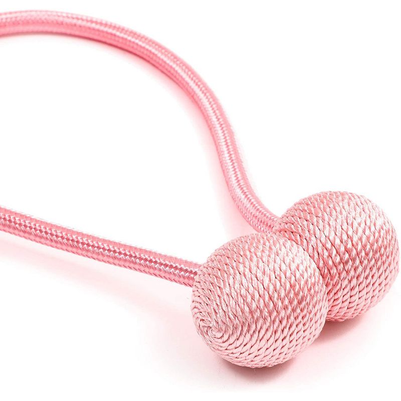 Juvale 4-Pack Window Curtain Tiebacks Magnetic Hook, Decorative Rope Curtain Holdback Tie Backs Holders, Pink, 19 inch