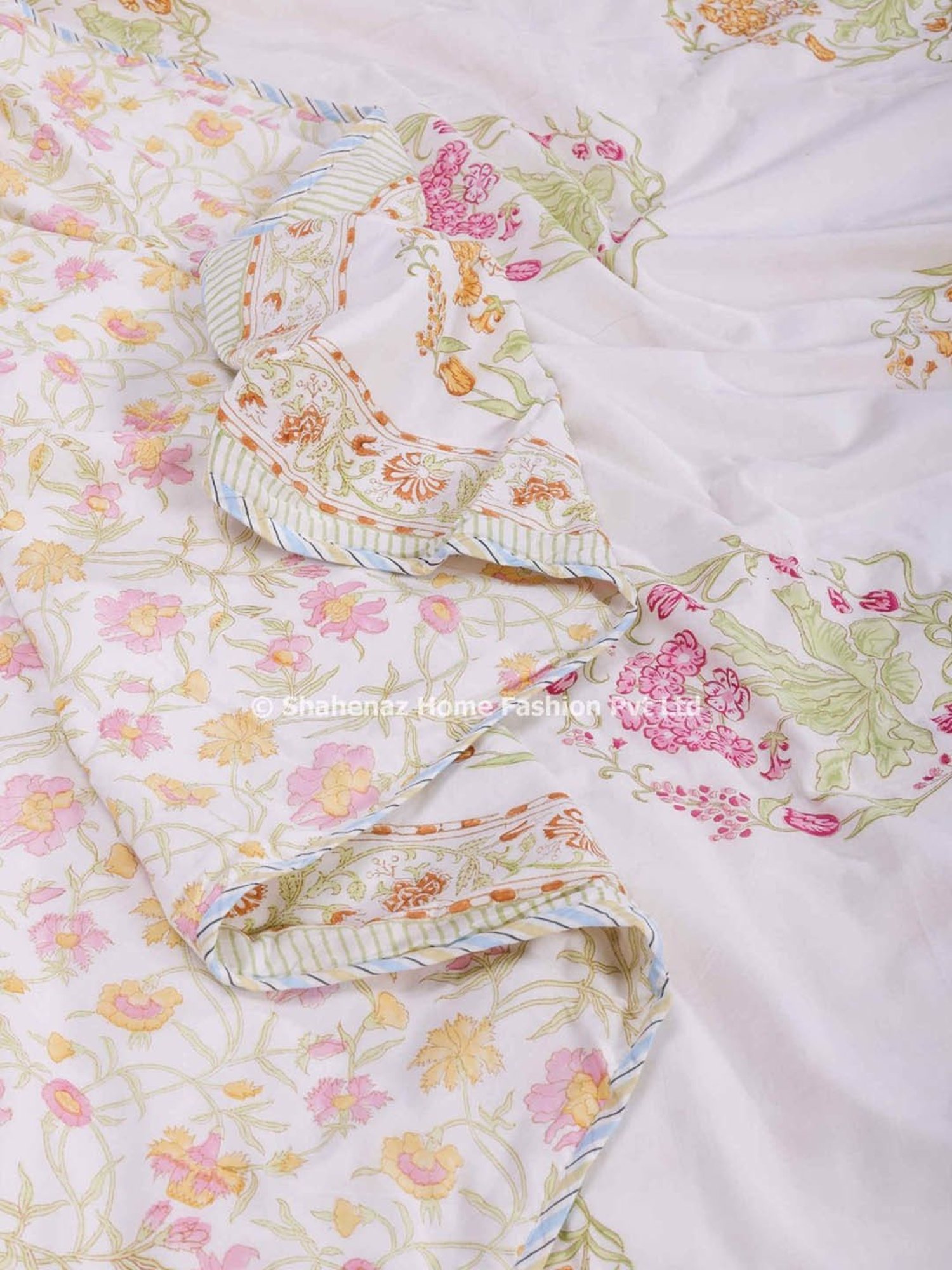 Shahenaz Angarika Phool Floral Mustard Cotton Single Reversible Dohar