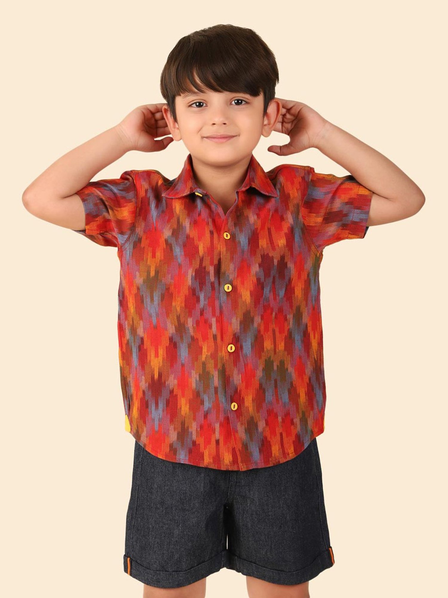 Fabindia Kids Red Printed Shirt