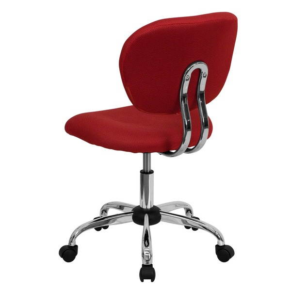 Mid-Back Red Mesh Padded Swivel Task Chair with Chrome Base