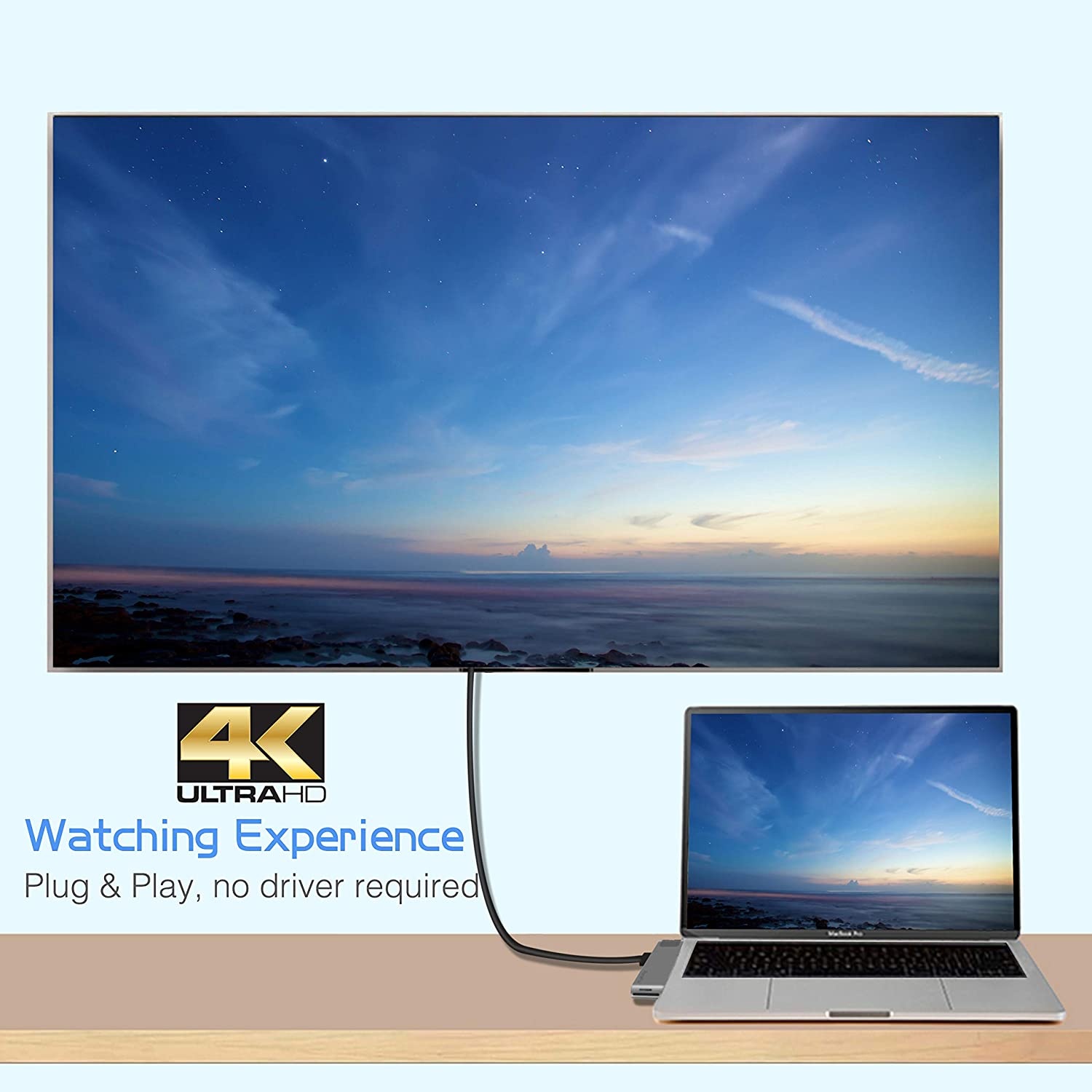 USB C 7-in-1 Hub Multiport Adapter for MacBook Pro 2019/2018/2017/2016, MacBook Air 2018/2019; Gigabit Ethernet, 4K HDMI, 40Gbps Thunderbolt 3, 100W PD, 2 USB 3.0 and SD/Micro Card Reader (Space Grey)