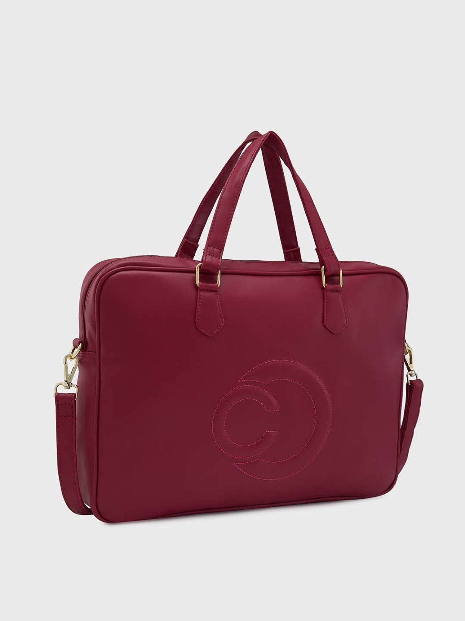 Caprese DORA Maroon Faux Leather Large Laptop Messenger Bag