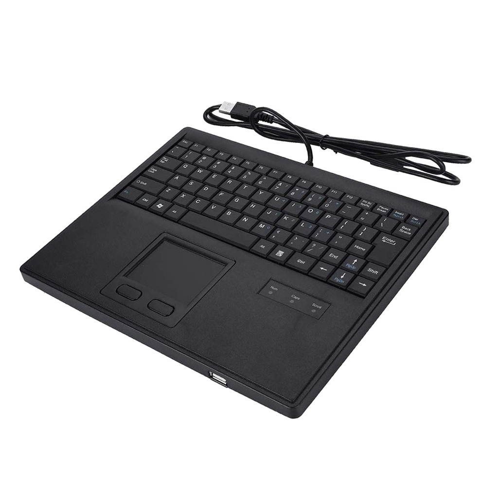 USB Wired Keyboard US English Layout w/ Touchpad Accs Black for PC Computer