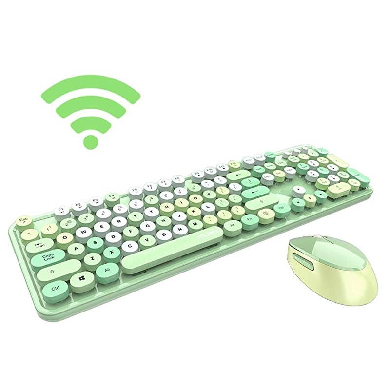 Wireless Keyboard and Mouse Combo 24G USB Ergonomic Sweet Cute Typewriter Keyboard with for Computer Laptop PC Desktops macGreen Mixed Style Keyboard + Mouse