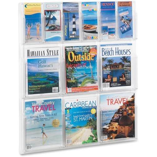 Safco Reveal Clear Literature Displays 12 Compartments 30w x 2d x 34-3/4h Clear