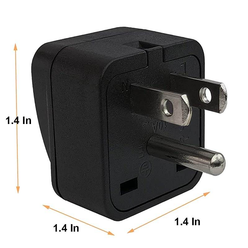 Travel Plug Adapter EUUKAUinCNJPAsiaItalyBrazil to A Type B 3 Prong Grounded A Wall Plug International Mini Travel Adapter and Converter Wall Outlet Power Charger Converter Black