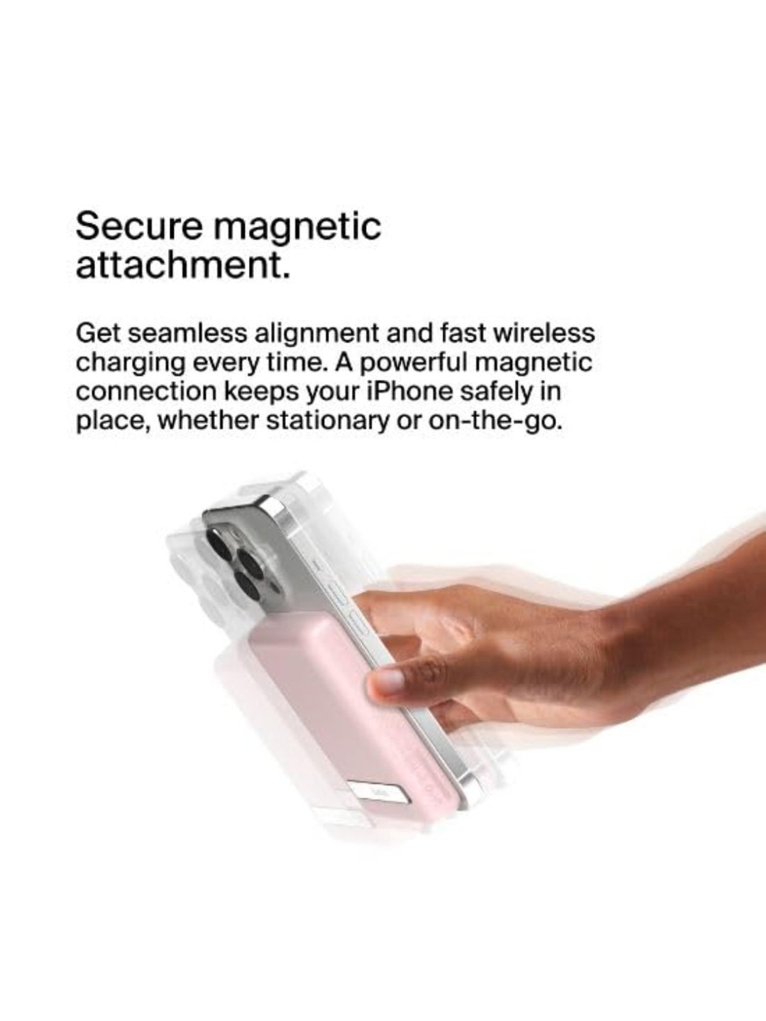 Belkin Quick Charge Magnetic Wireless Power Bank 5000mAh with Stand, Sleek Design (Pink)