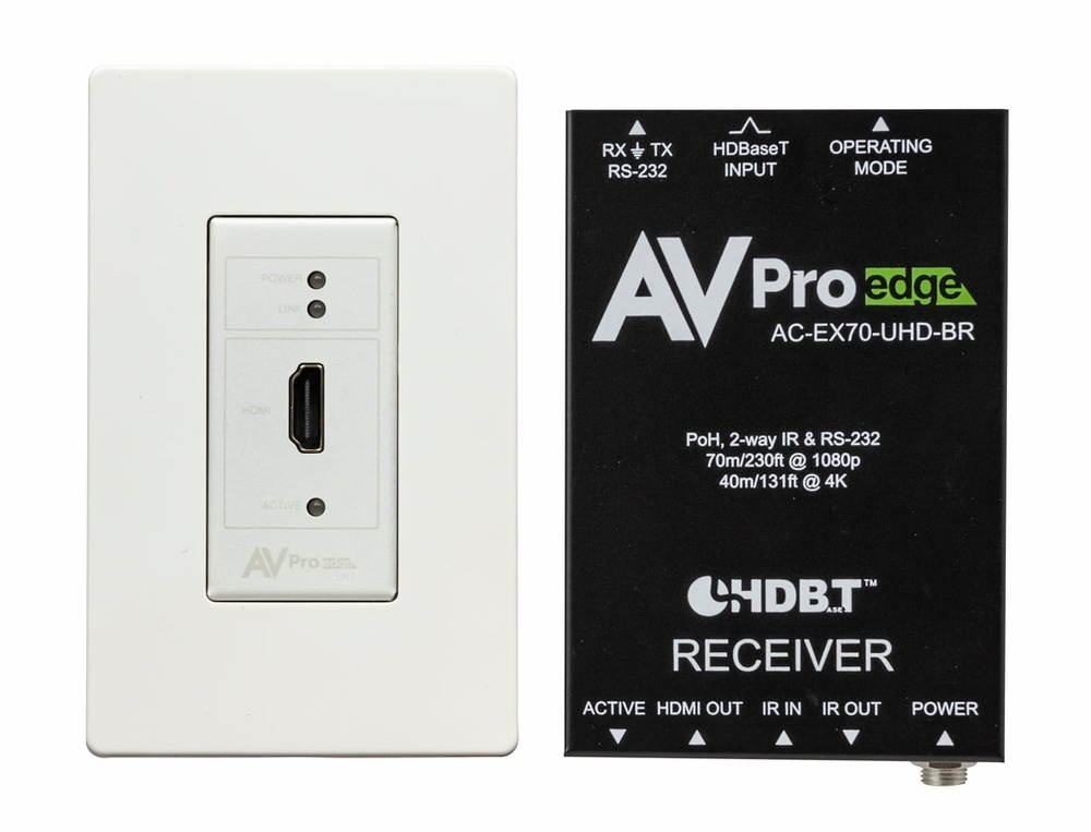 AVPro Edge AC-CXWP-HDMO-BKT 4K HDR HDMI/HDBaseT Wall Plate Extender (Transmitter/Receiver) Basic Kit? up to 40m/130ft