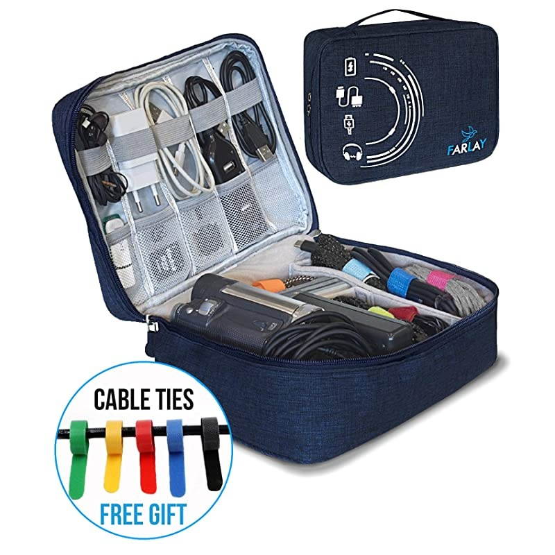 Management Electronic Organizer Travel Case Waterproof Carrying Bag Cable Universal Storage for Chargers Cases Gadget Accessories Portable Bags Organization Best Wire Cord Phone Blue