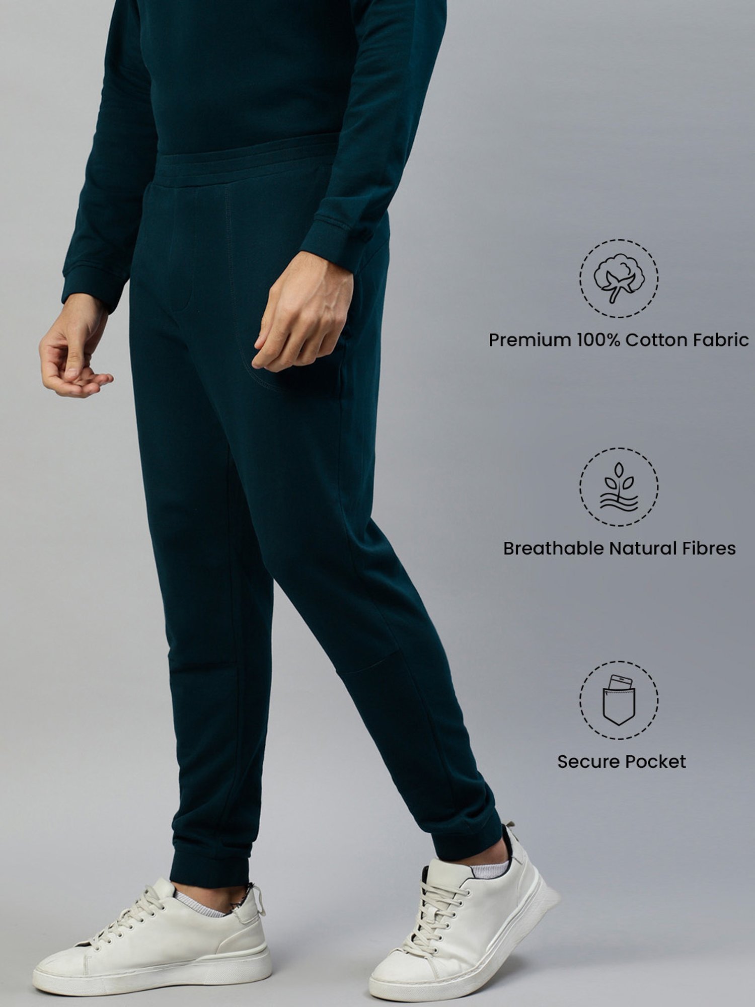 Slowave Teal Regular Fit Joggers