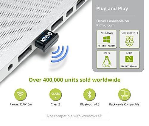 Kinivo BTD-400 Bluetooth 4.0 Low Energy USB Adapter - Works With Windows 10 / 8.1 / 8 / Windows 7 / Vista, Raspberry Pi , Linux