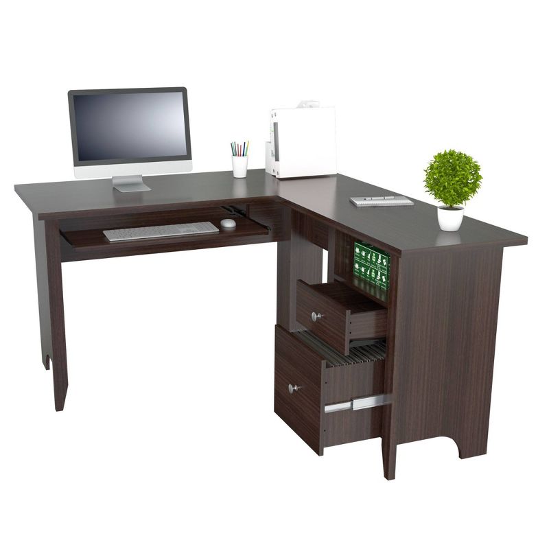 L Shaped Computer Writing Desk Espresso - Inval