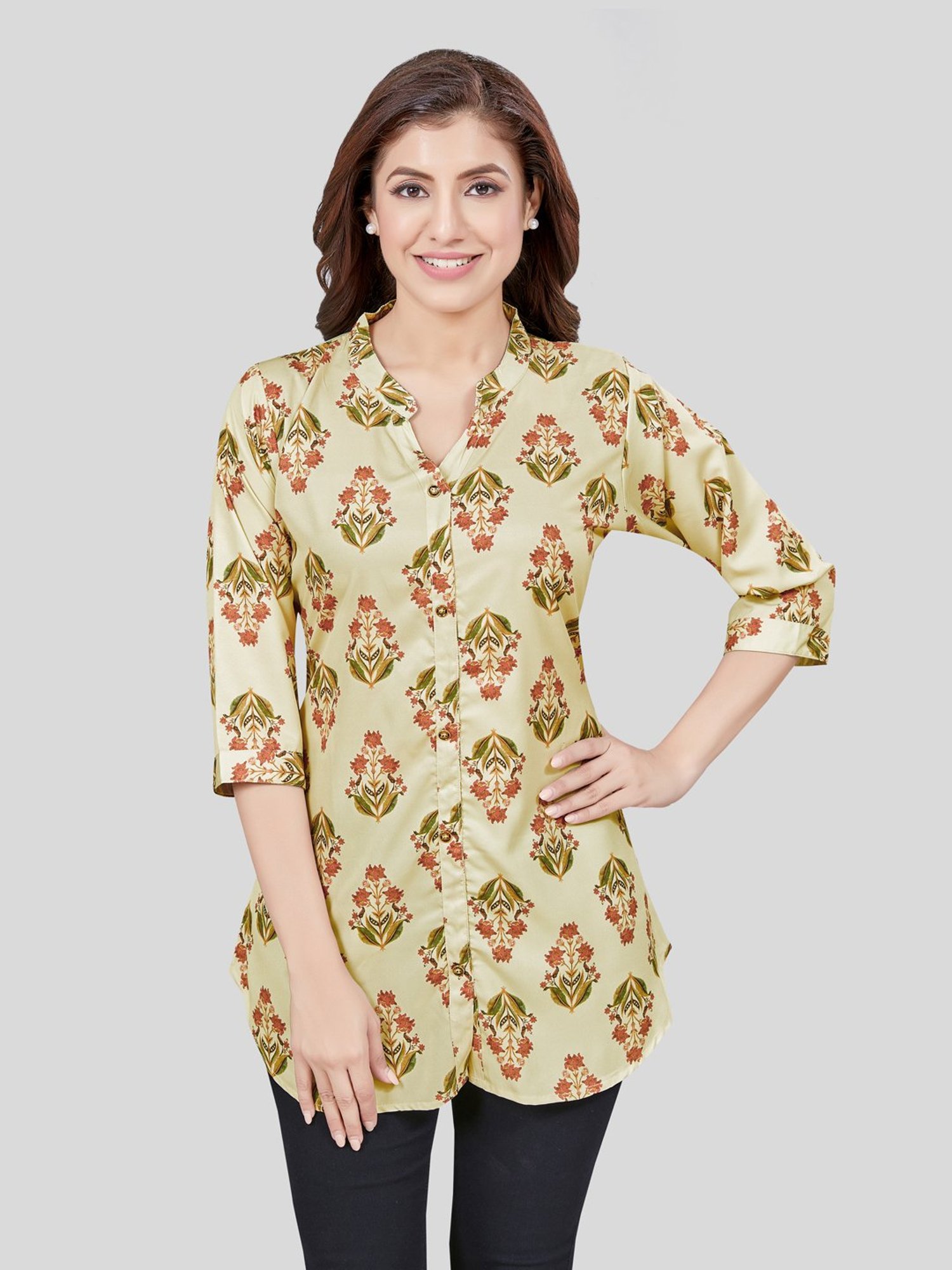 Fusion Beats Light Grey Embroidered A Line Kurta