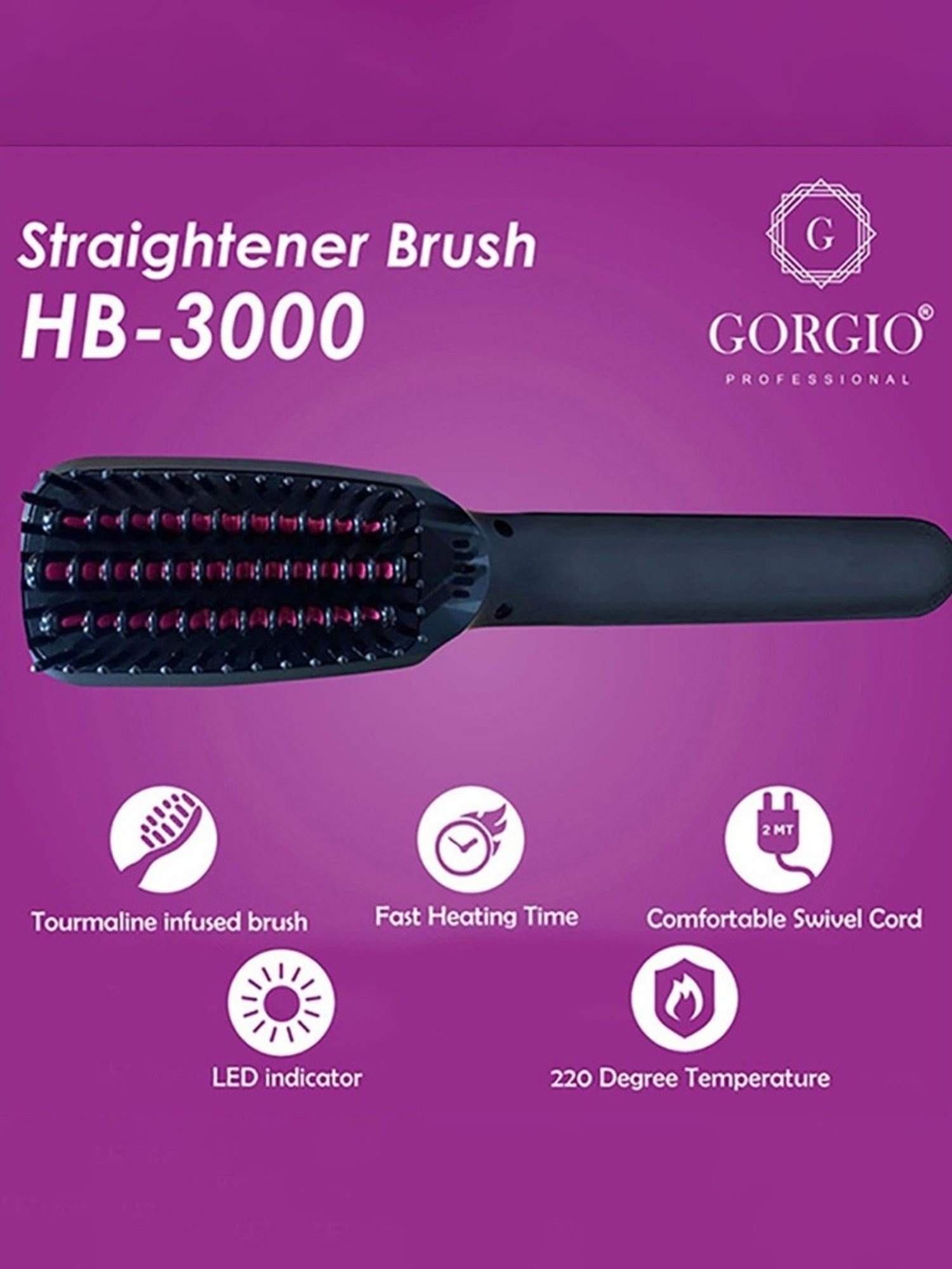 Gorgio Professional HS7800 Steam Hair Straightener (Black)