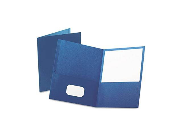 Oxford 57502 Twin-Pocket Portfolio, Embossed Leather Grain Paper, Blue