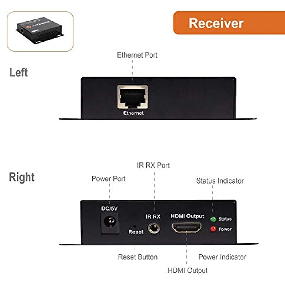 J-Tech Digital ProAV HDMI Extender Over Single Cat5e/6 Cable TCP/IP 1080p IR Remote - Up to 400' [JTD-EX-120M]