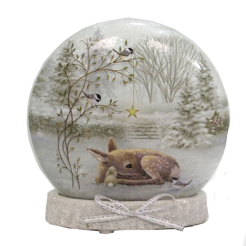 Stony Creek 5.25" Winter Orb W/Base Lit Deer Snowman Bird Bunny  -  Decorative Vases