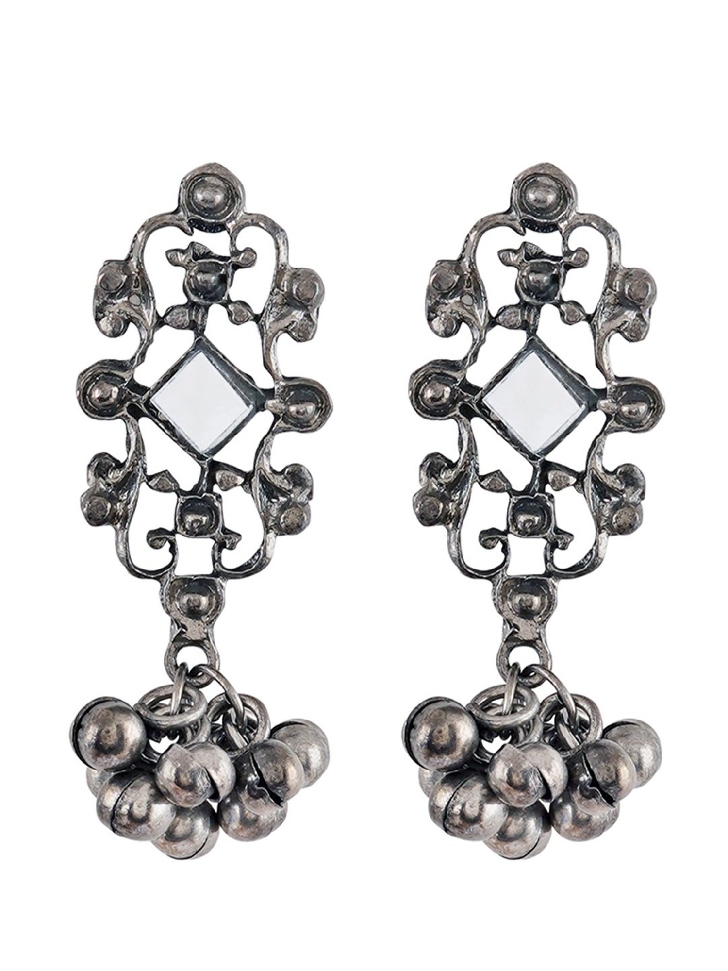 Teejh Ethnic Gangol Ghungroo Silver Oxidized Necklace Set for Women