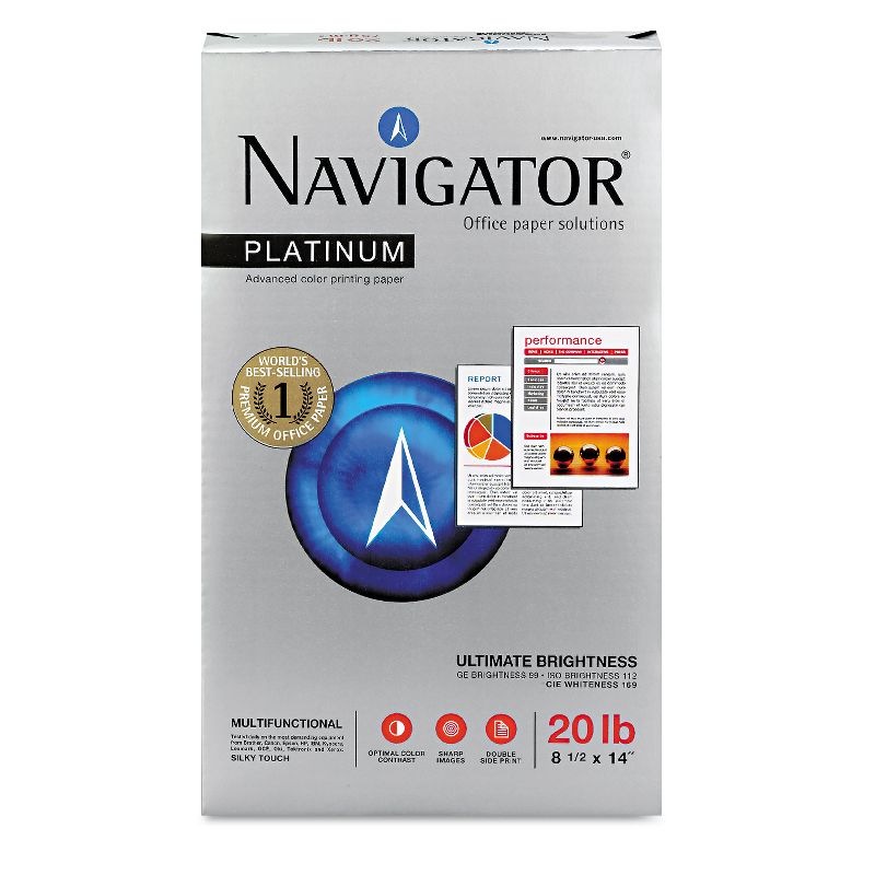 Navigator Platinum Paper 99 Brightness 20lb 8-1/2 x 14 White 5000/Carton NPL1420