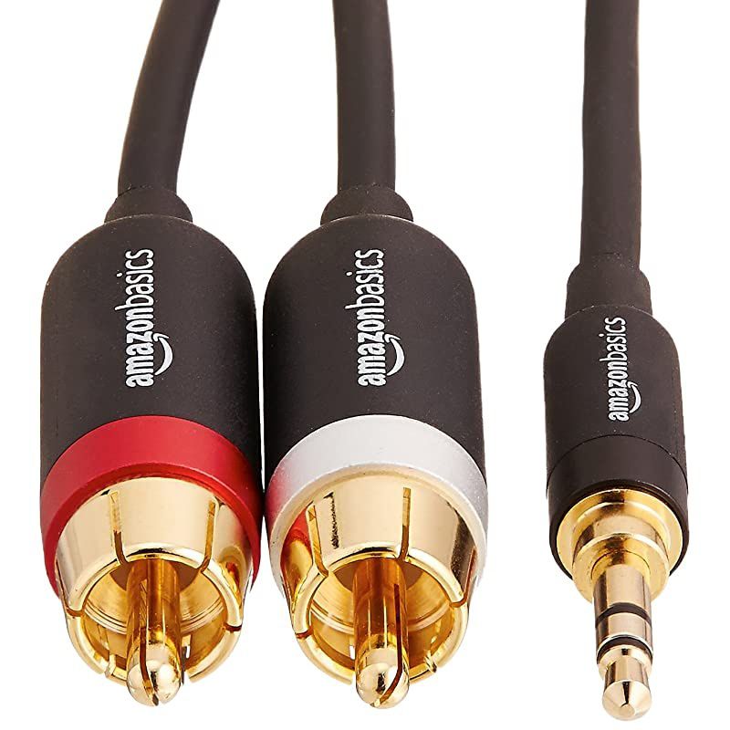 Basics 35mm to 2Male RCA Adapter Audio Stereo Cable 8 Feet