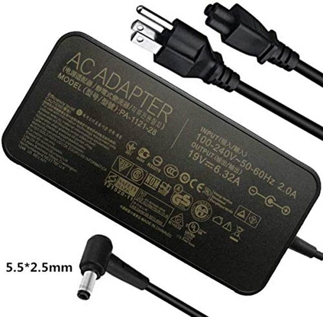 19V 6.32A 120W AC Adapter PA-1121-28 Replacement for Asus FZ53V FZ63VJ FX50 FX53N FX80G N551JW N550J N56JN N56JR N56VB N56VJ N56VM N56VZ N56X N56XI N71JA N71JQ N750 Laptop Power Supply Adapter Cord