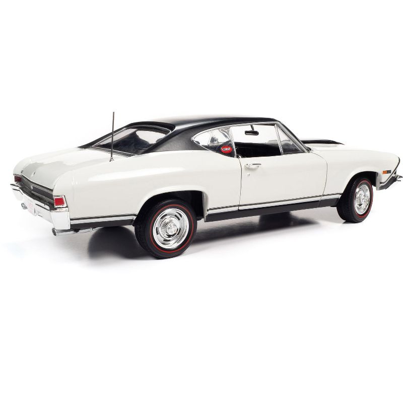 1968 Chevrolet Nickey Chevelle SS Hardtop Ermine White with Black Top 1/18 Diecast Model Car by Autoworld