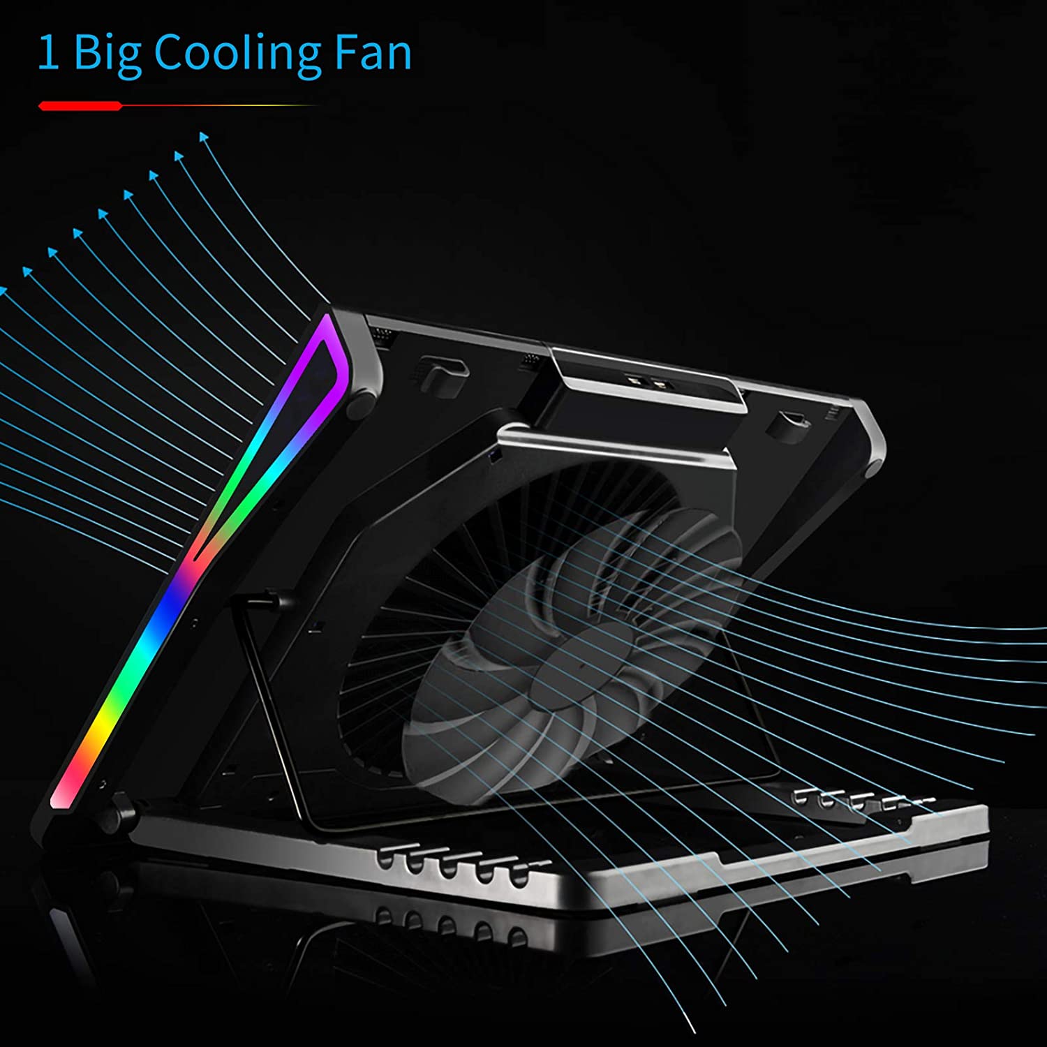 RGB Laptop Cooling Cooler Pad for 17-20 Inch Notebook 1 Fan Heavy Coolers Pads, 2 USB Ports, AA2