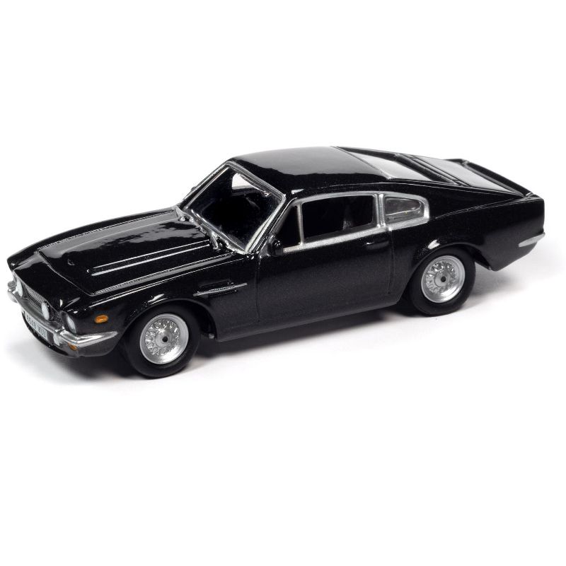 1987 Aston Martin V8 Cumberland Gray & Collectible Tin Display 007 James Bond "No Time to Die" 2021 Movie 1/64 Johnny Lightning