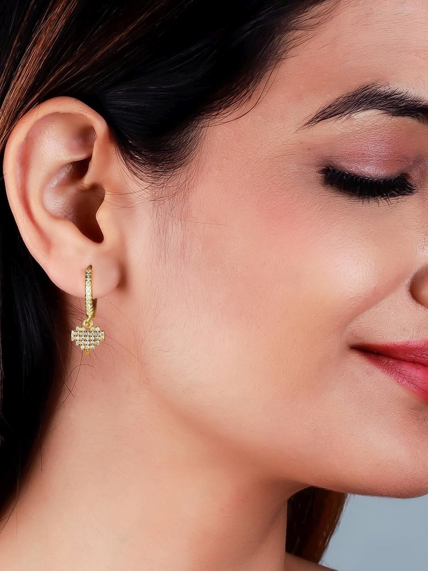 GIVA 92.5 Sterling Silver Hanging Heart Earrings for Women