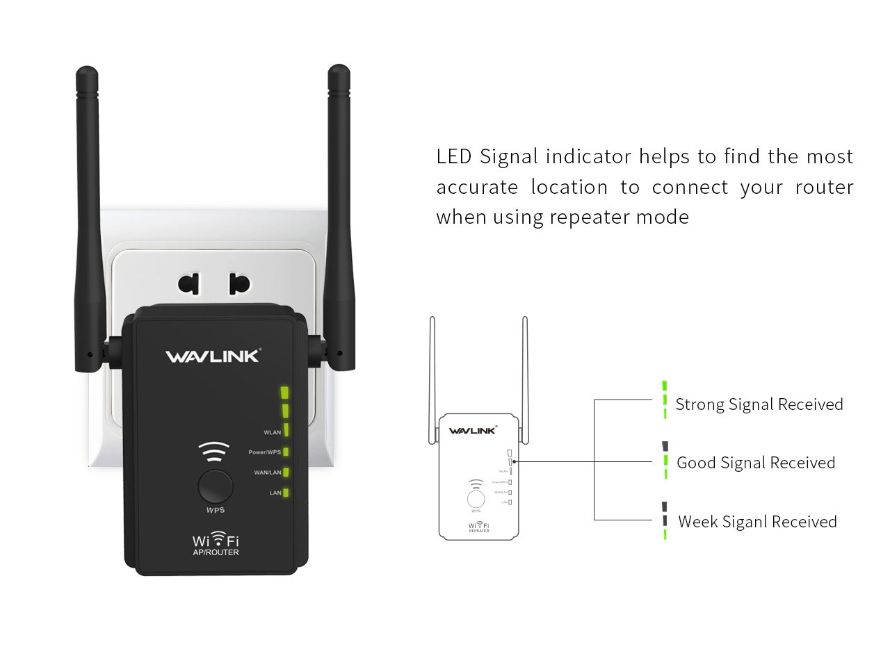 Wavlink 300mbps Universal WiFi Range Booster,Wireless Signal Repeater/Access Point/Router with WPS Function, 2.4GHz Ethernet 300Mbps Network Signal Booster Whole Home WiFi Coverage 2019 Updated