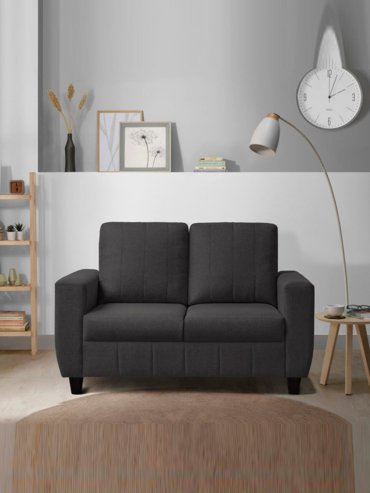 Durian Berry Black Premium Leatherette 2 Seater Sofa