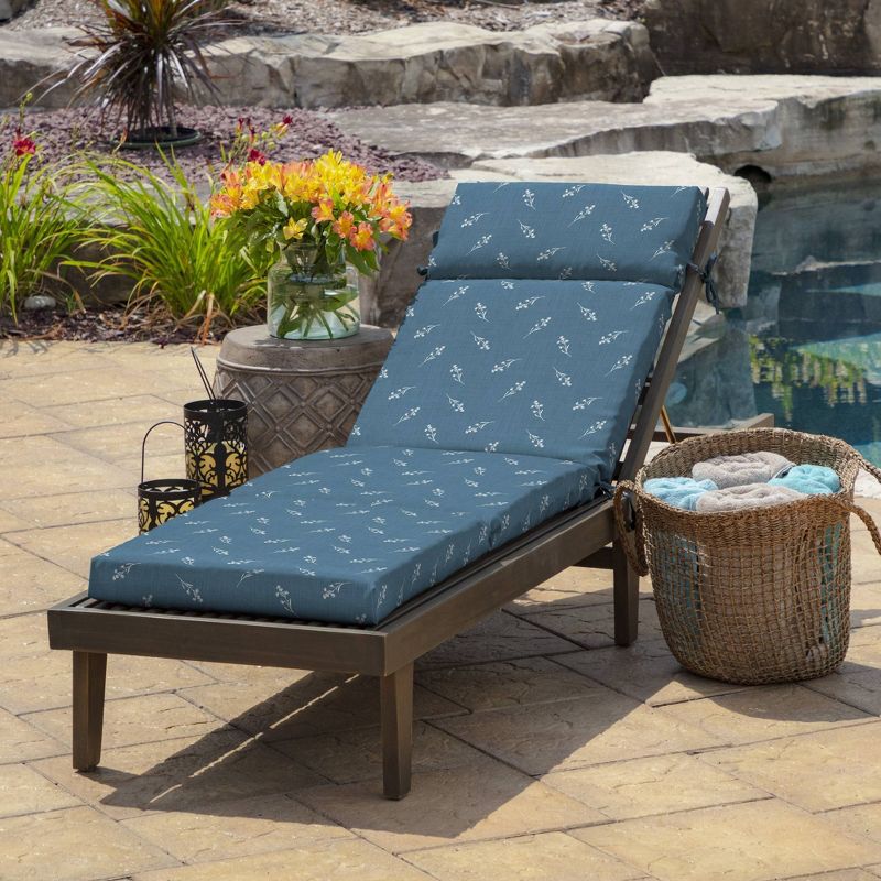 Arden Selections Ditsy Floral Outdoor Chaise Lounge Cushion Blue