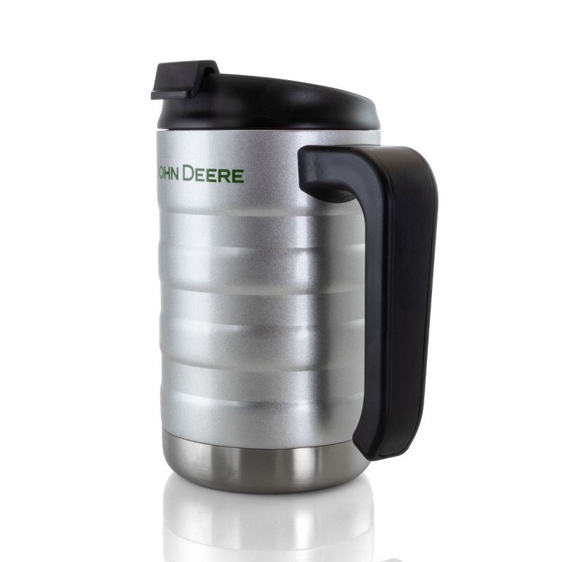 John Deere 17 Ounce Stainless Steel Thermal Travel Mug in Silver